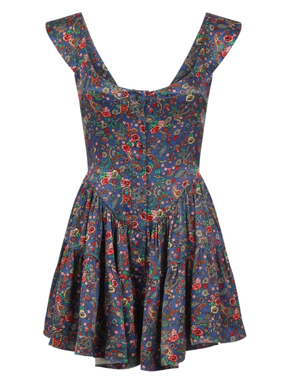 Vanessa Mooney Elisabeth Romper Mini Dress in Paisley Floral Medium NEW - Picture 2 of 7
